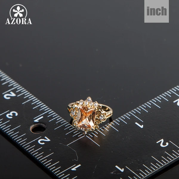 Модное дизайнерское золотистое кольцо AZORA Stellux с австрийским кристаллом TR0086|austrian