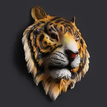 Home Furnishing resin animal head tiger head hanging wall mural pendant bar living room wall decoration Home Furnishing resin animal head tiger head hanging wall mural pendant bar living room wall decoration