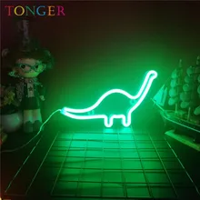 Неоновая вывеска TONGER, светильник в форме динозавра, дизайнерские настенные украшения для комнаты, украшение для дома, любовь, кофе, бар, фреска, ремесла, домашний декор, лампа