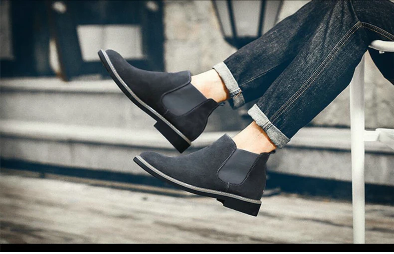 Men's Ankle Boot Suede Casual Chelsea Boots Men Suede Leather Men Winter Boots Men Slip-On Military Boot Men Desert Winter Shoes (4)