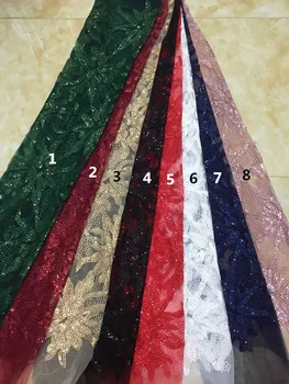 

top grade Jolin-61940 tulle lace for bridal dress African sequins French net fabric embroidery cord lace fabric