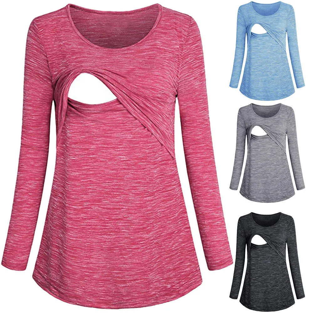 

Nursing Top Breastfeeding Long Sleeve Casual Women Blouse Winter for Feeding Maternity Pregnancy Clothes Plus Size 18Oct8