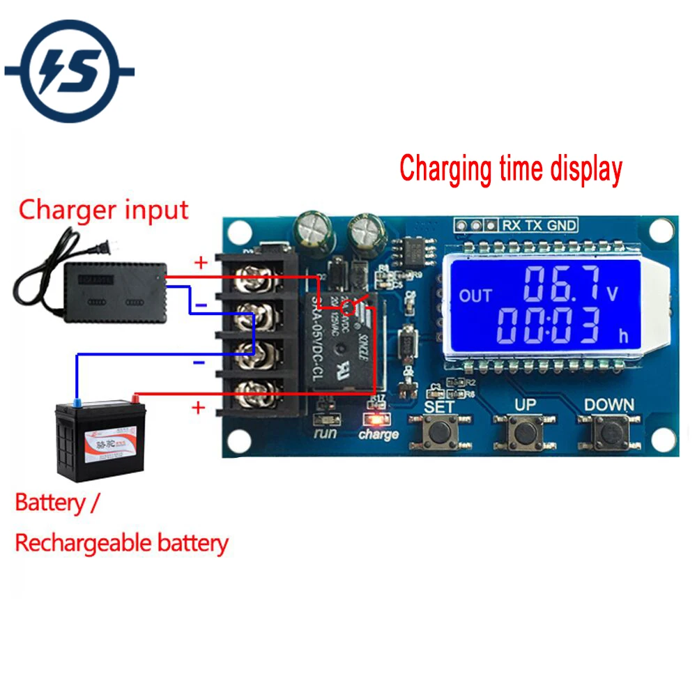 

10A 6-60V Battery Charge Controller Protection Board Lithium LCD Display Integrated Circuit Overcharge Protection Control Module