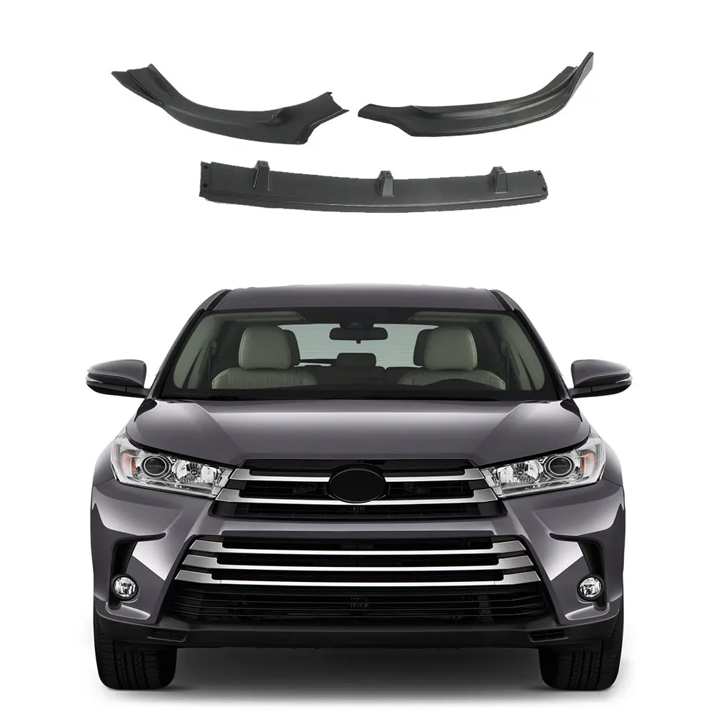 

Unpainted Matte Black Front Bumper Lip Spoiler Fit For TOYOTA HIGHLANDER 2017-2019