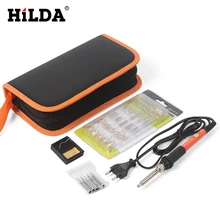 HILDA Электрический паяльник Регулируемая температура паяльная станция Стенд припой проволока набор инструментов с 32 шт. железный наконечник и пинцет