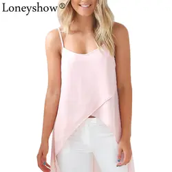 Loneyshow Белый Розовый Лето майки платье Для женщин Сплошной Нерегулярные О-образным вырезом Повседневное Vestidos 2018 модные, пикантные без