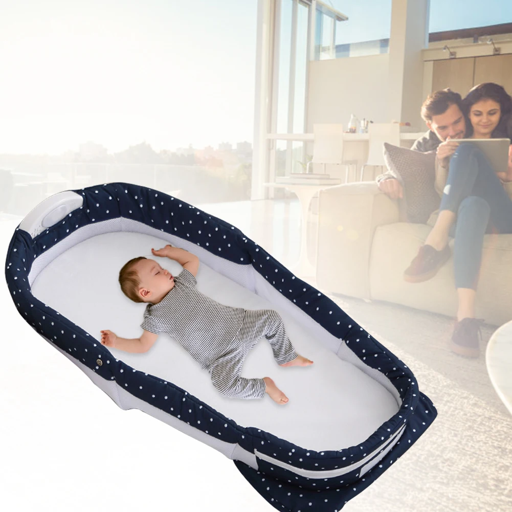 Детские безопасная изоляция кровать со звуком и светом переносная люлька складной переносная люлька подходит для 0-12 месяцев ребенка
