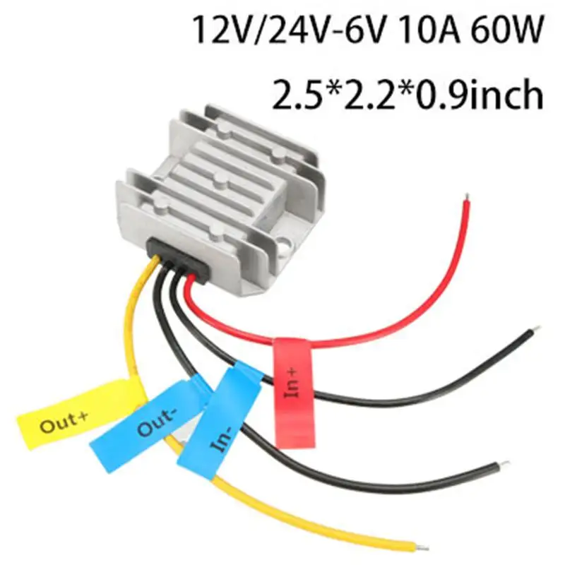 

DC 12V 24V Step-Down to DC 6V 10A 60W Waterproof Power Converter Regulator Anti-Shock Protection Light Weight Power Supplies