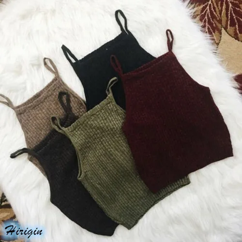 Summer Women Sexy Camisoles HOT Summer Sexy Women Solid Sleeveless Square Collar Knit Short Crop Tank Tops