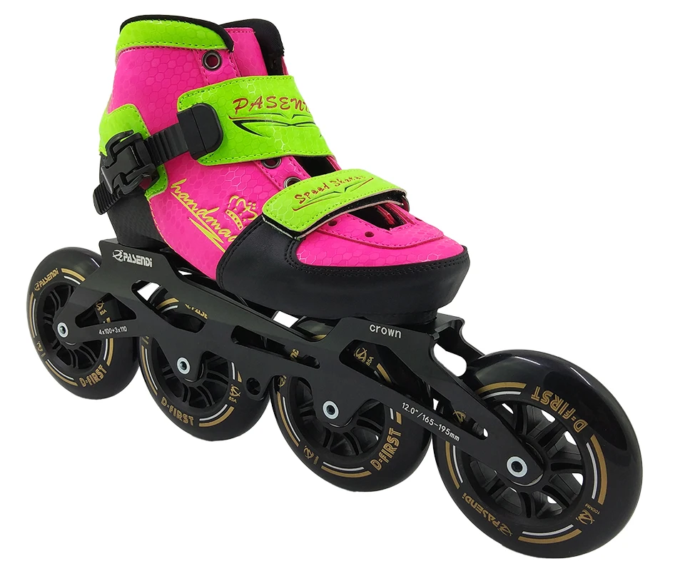Pasendi كيد قابل للتعديل التزلج الطفل 3x110 أو 4x100 سرعة مضمنة تزلج الأسطوانة حذاء تزلج بعجلات التمهيد ضبط أحذية الأطفال الفتيات الفتيان