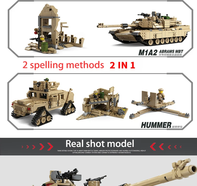 Главная станция Второй мировой войны танк M1A2 строительные блоки модель игрушки 2 вида орфографии классический танк детские игрушки