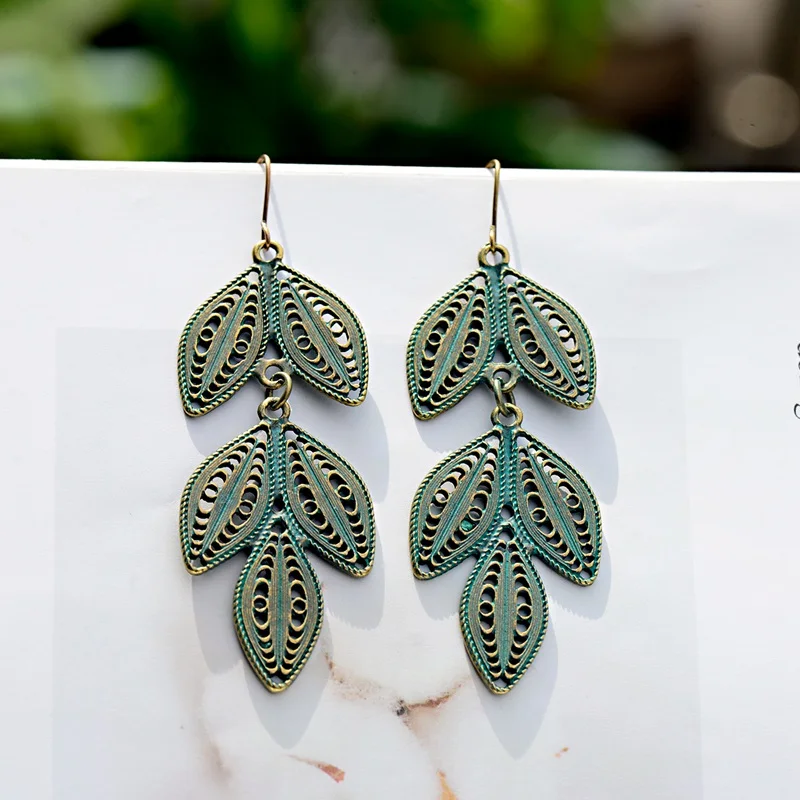 2019 Модные женские серьги цыганские листья Jhumka тибетские ювелирные изделия Oorbellen