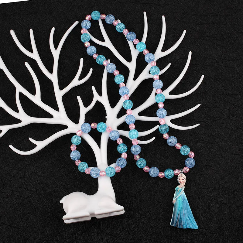 Новое ювелирное ожерелье для маленьких девочек Эльза Анна бусины для детей аксессуары принцессы стиль ожерелье с кулоном Эльза - Окраска металла: 1