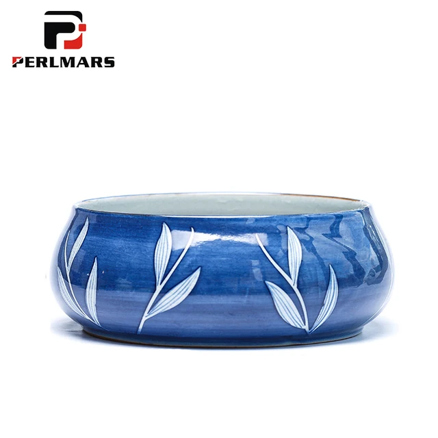 Best Offers 1700ML Vintage Hand Painted Blue and White Porcelain Tea Wash Under Glazed Chinese Kung Fu Tea Set Home Small Ceramic Fish Tank