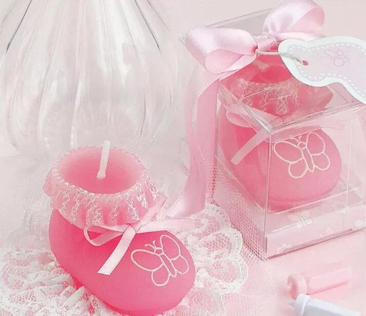 10 шт. розовый носок обуви свечи свадебные душа ребенка день рождения Сувениры подарки пользу в комплекте с коробкой