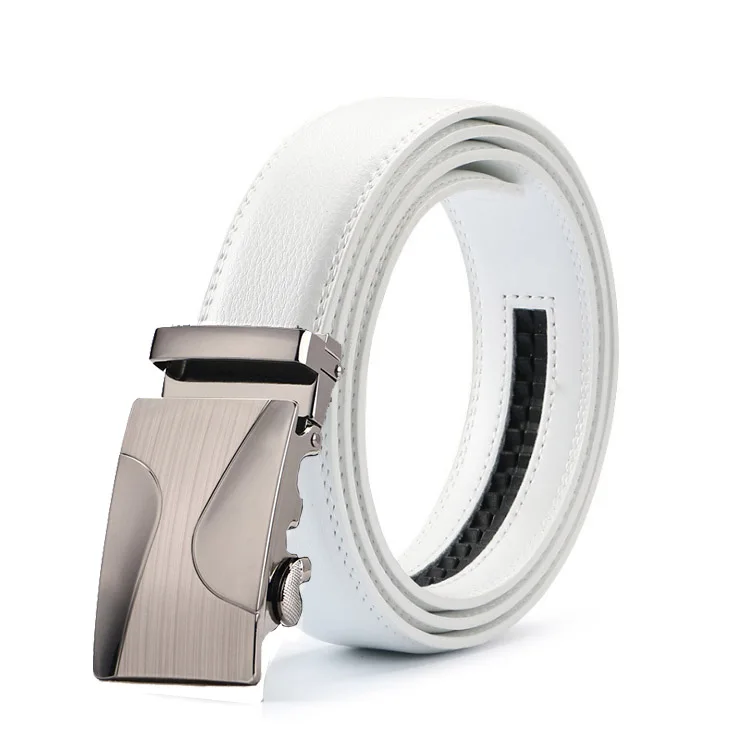 

Top Brand Men Real Cowskin white belt Automatic Buckle Large Genuine Leather Luxury Designer Genuine Leather Belts For Classic