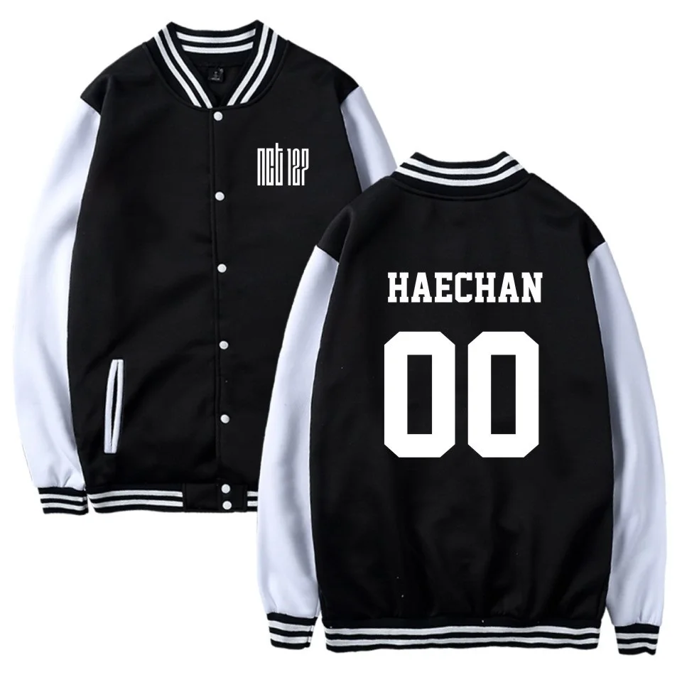 

NCT127 New Kpop Baseball Jacket Women/Men Outwear Coat Kpop Winter Casual College Jacket Women Long Streetwear