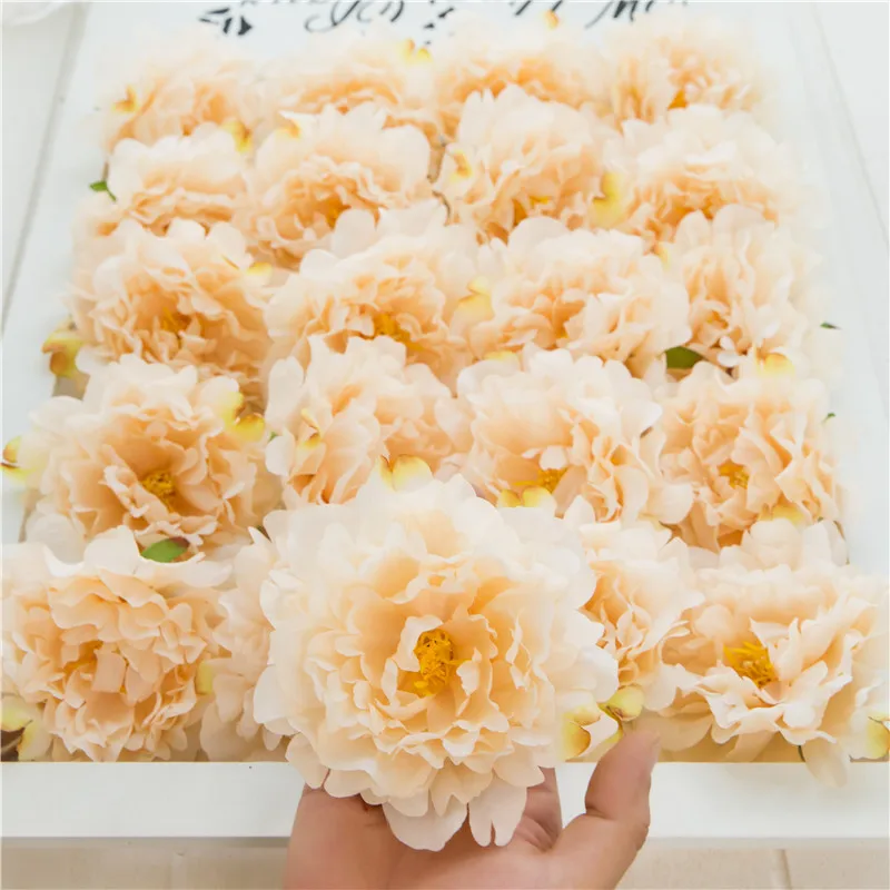 

20PCS 13CM Silk Peony Flower Heads Decorative Scrapbooking Artificial Flower For Home Wedding Birthday Party Decoration Supplies