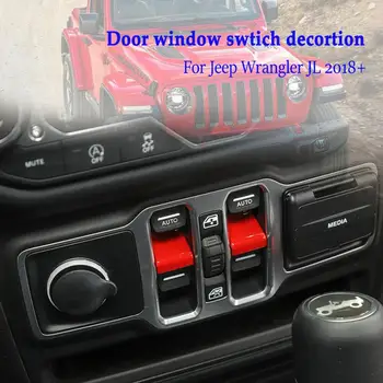 

Areyourshop 2PCS Car Window Switch button patch decor Cover Red For Wrangler JL 2018+ Car Switch Button Patch Decor Cover