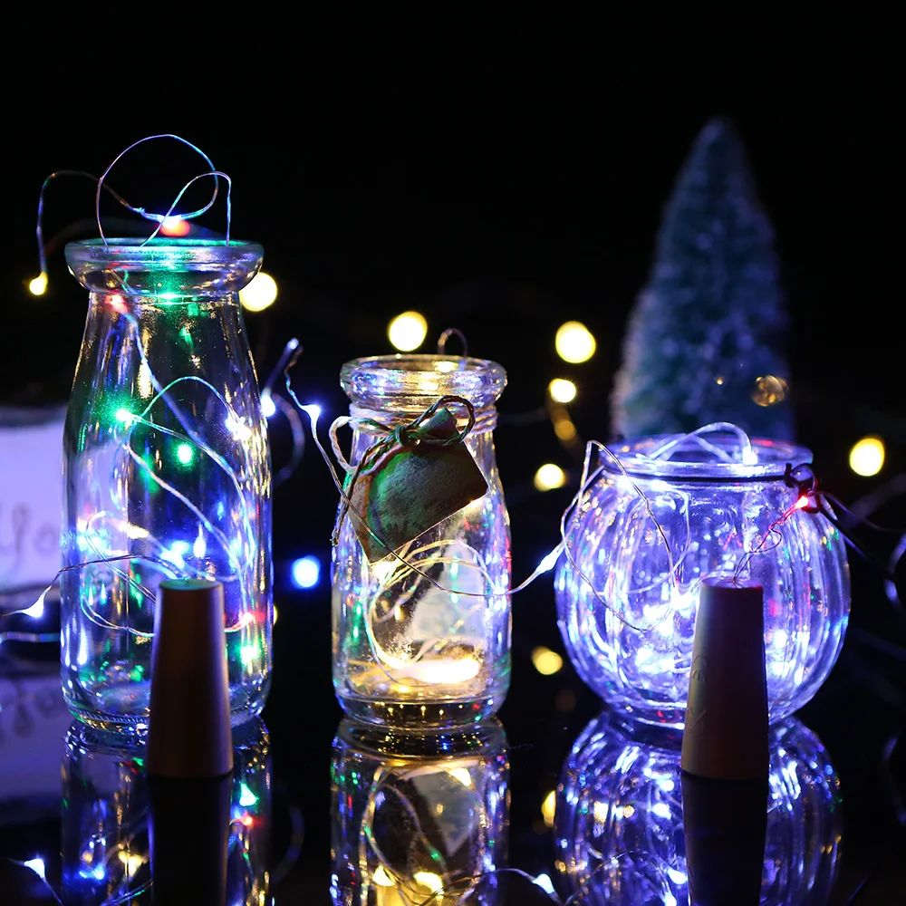 

led String Lights 15/20 LED Wine Bottle Lights Cork Battery Powered Garland DIY Christmas For Party Halloween Wedding Decoracion