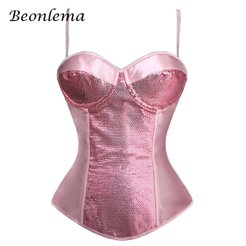 Sexy Corset Pink Burlesque Corselet Corsets And Bustiers Bodice Sexy
