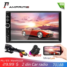 AMPrime 7018B 2 Din Auto Radio HD Autoradio LCD Touch Screen Car Stereo MP5 di Sostegno del Giocatore di Videocamera vista posteriore Con Telecomando di Controllo