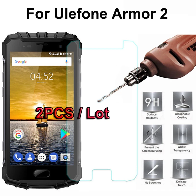 2 шт для Ulefone Armor 2 защита экрана из закаленного стекла 5,0 дюймов Высокое разрешение 9H жесткая стеклянная пленка Ulefone Armor 2 Чехол пленка