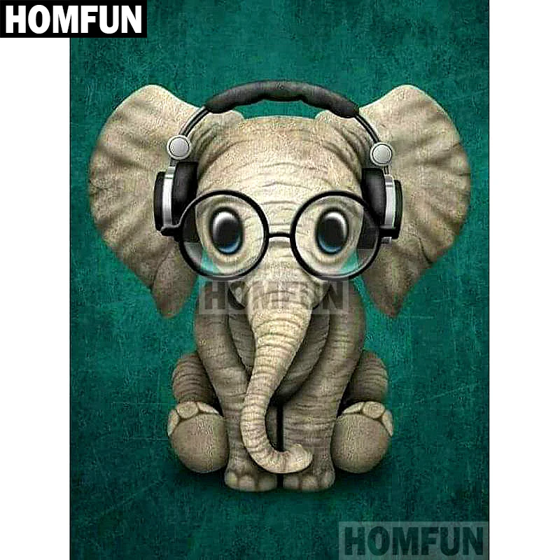 Алмазная живопись HOMFUN A01850 полноразмерная/круглая вышивка Слон с