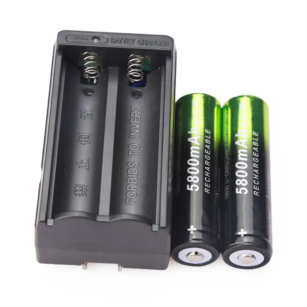 lote 2/4 шт 18650 3,7 V 5800 mAh литий-ионная аккумуляторная батарея+ зарядное устройство США/ЕС для фонарика - Цвет: 2 pcs