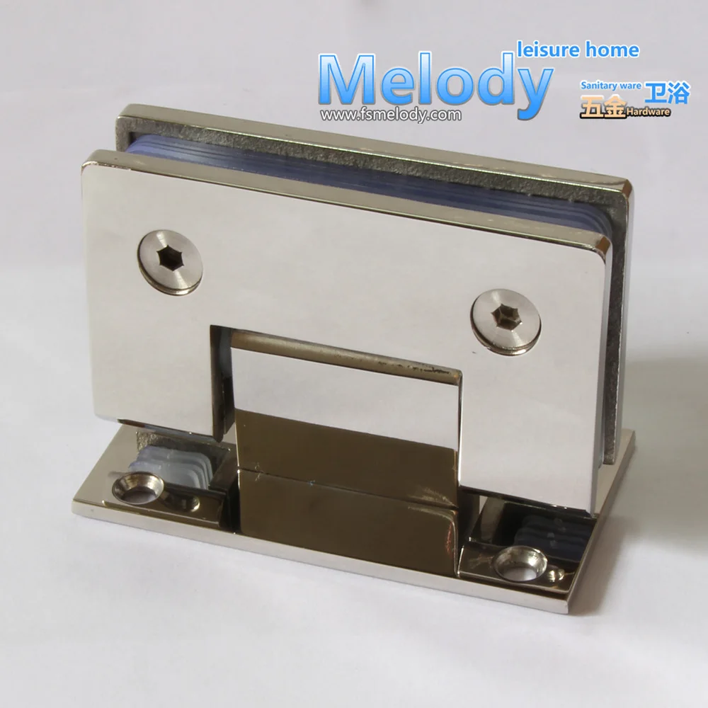 H90 Frameless Shower Door screen 10 years Warranty Wall to Glass Offset Square Geneva Cutout Glass Hinge-Polished Chrome