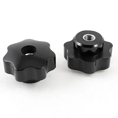 

2 Pcs 25mm Height 7mm Female Thread Diameter Black Star Knobs