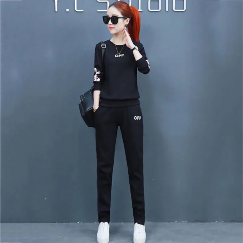 

Long Sleeve T-shirt Tops And Pocket Full Pants Set Spring Tracksuits Women Two Piece Set Suits Casual 2pcs Outfits