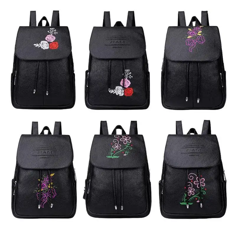 

Leather Bags for Women Litchi Pattern Travel Backpacks Women School Bags PU Leather Large Capacity Knapsack