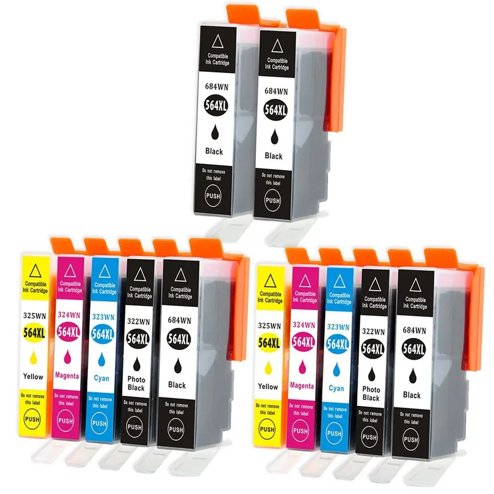 12 pcs (2BK,4PBK,2C,2M,2Y) 564 XL ink cartridges for HP Printer PhotoSmart 7510 7515 7520 7525