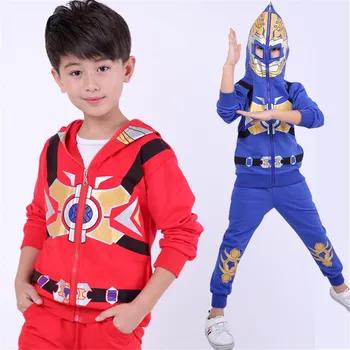

hero Jumpsuit mask Cosplay red blue muscle Zentai Bodysui Kids boy costume Halloween child Warrior jumpsuit