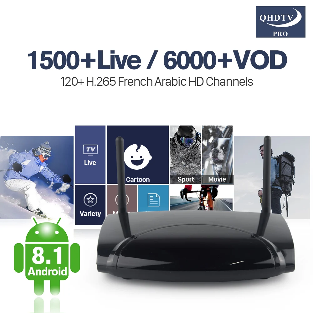 

Smart Android Box Arabic France IPTV Subscription 1 Year R2 Android 8.1 RK3229 Set Top Box Tunisia Algeria Lebanon IPTV 4K