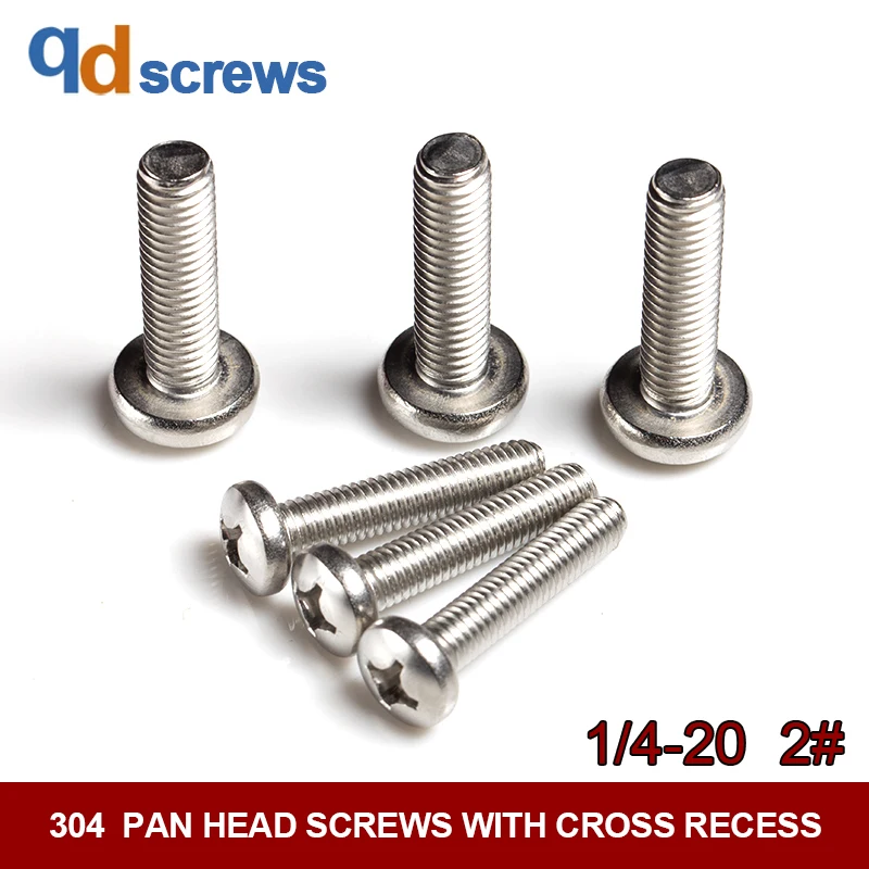 

304 1/4#2# Pan head screws with cross recess American Phillip Cross round head stainless steel screw ANSIB18.6.3P