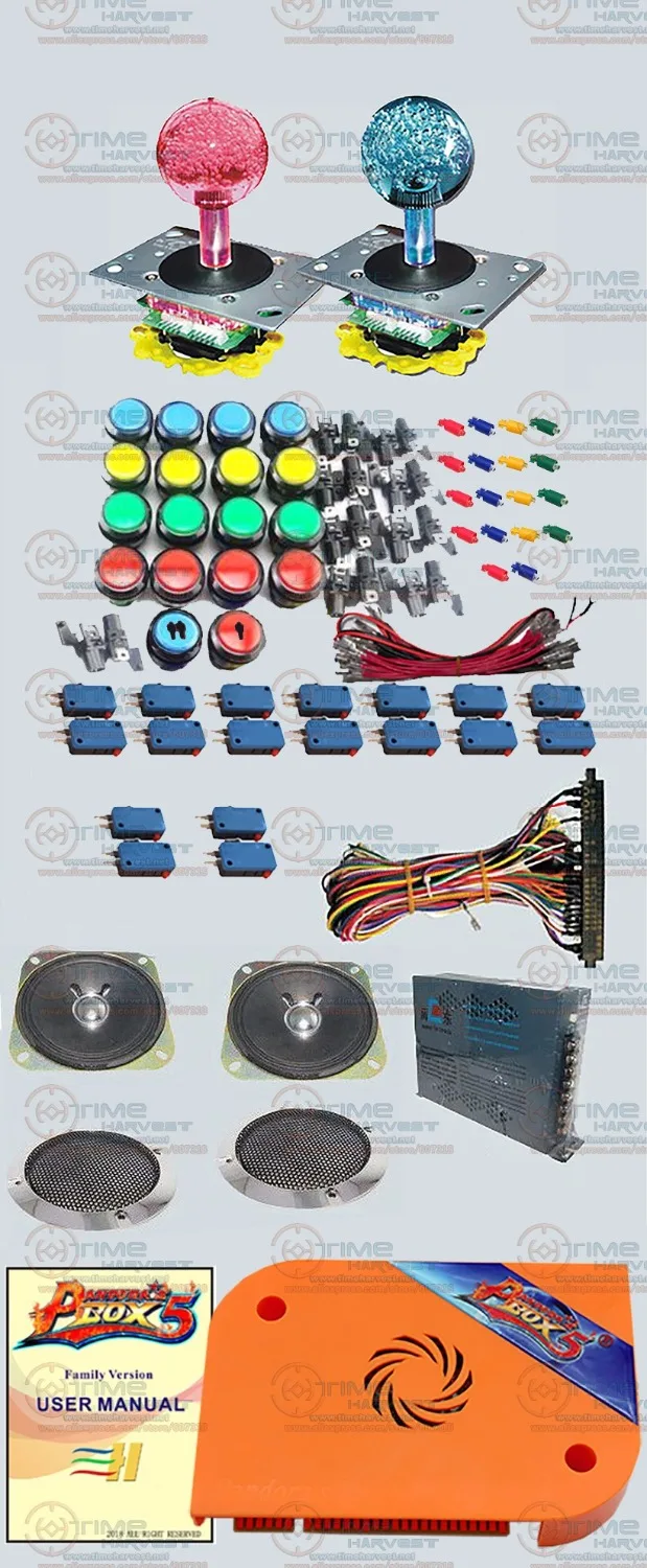 

DIY Arcade Bundles kit With 960 in 1 Pandora Box 5 JAMMA version VGA & HDMI output LED illuminated Joystick black around buttons