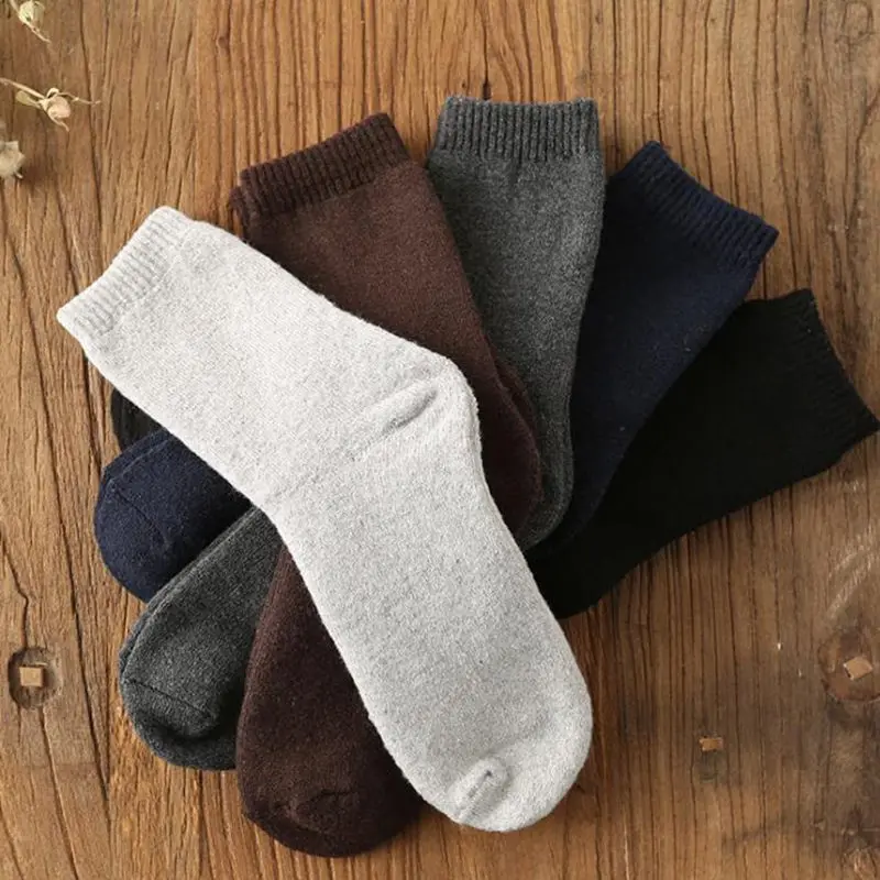 6pcs=3Pairs Men Wool Socks Winter Super Thick Warm Black gray Woolen Thermal Male Casual Sleep Socks for men Gifts dropshipping