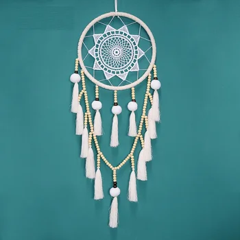 

Round Beaded Tassels Handmade Dream Catcher Nordic Home Wall Hanging Wind Chimes Wedding Decoration Tapestry Catching Monternet