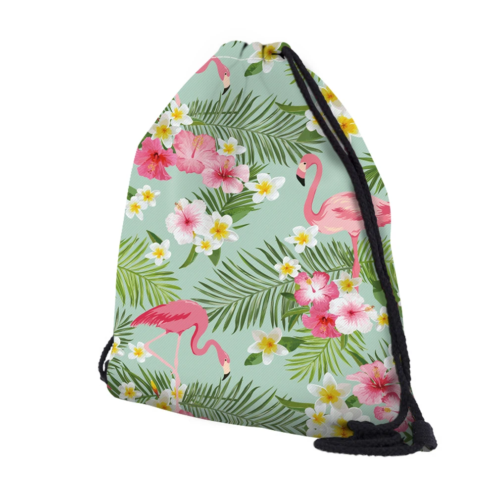 DAOXI 3D печать Фламинго Цветы цветная сумка со шнурком Mochila Feminina девушки путешествия школьная сумка DX60079