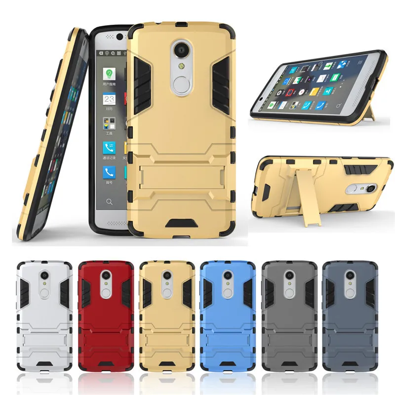 

For ZTE Axon7 Mini Luxury 2 in 1 PC+TPU Hybrid Armor Hard Kickstand Fundas Case For Coque ZTE Axon 7 mini 5.2 Inch Back Cover