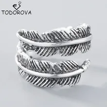 Todorova Do The Old Feather Открытые Кольца для женщин старинный стиль леди гипоаллергенно ювелирные изделия
