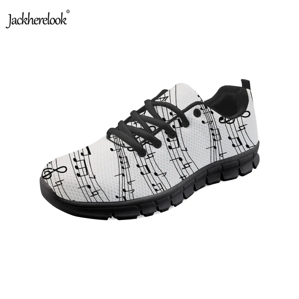

Jackherelook Lace-up Casual Women's Flats Shoes 3D Music Note Pattern Women Fashion Breathable Mesh Sneakers Shoes Woman 2019