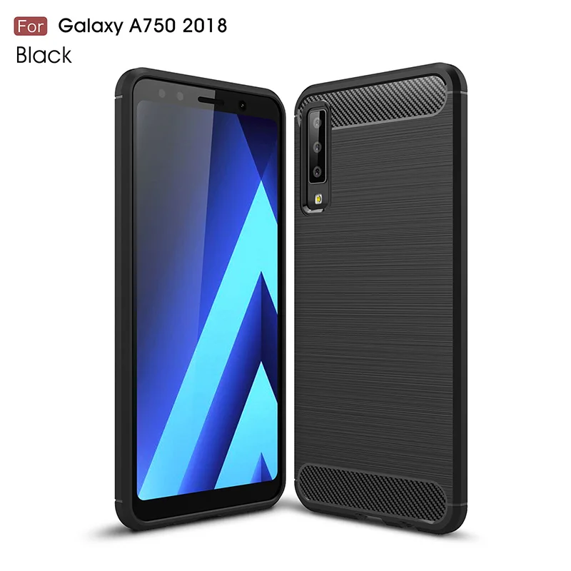

Brushed silicone case carcasa for samsung galaxy a7 2018 SM-A750F cases funda hoesje carbon fiber tpu cover coque etui kryt tok