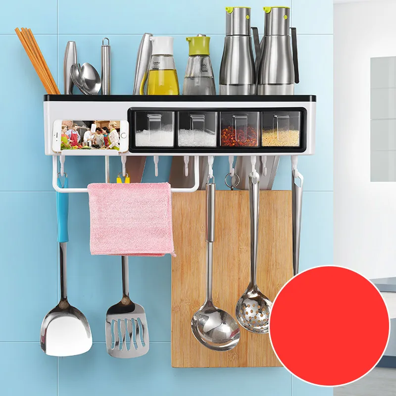  Multi-function kitchen shelf wall hanging knife rack hanging kitchen utensils plastic punch-free se - 32867894926