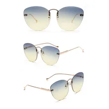 Ретро прозрачные прогрессивные цветные линзы Ac Borderless кошачий глаз красочные хрустальные солнцезащитные очки