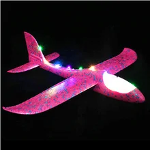 48 см ручной бросок летающий самолет игрушки планер самолеты пена модель аэроплана светится в темноте Летающий планер самолет игрушки для детей