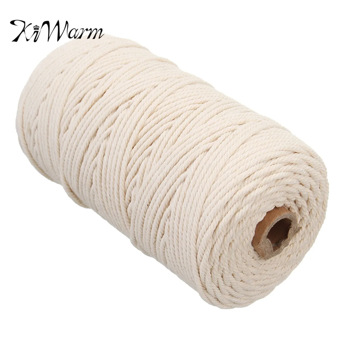 

Kiwarm 3mmx420m Natural Beige White Cotton Twisted Cord Rope DIY Craft Macrame String Handmade Decorative Accessories