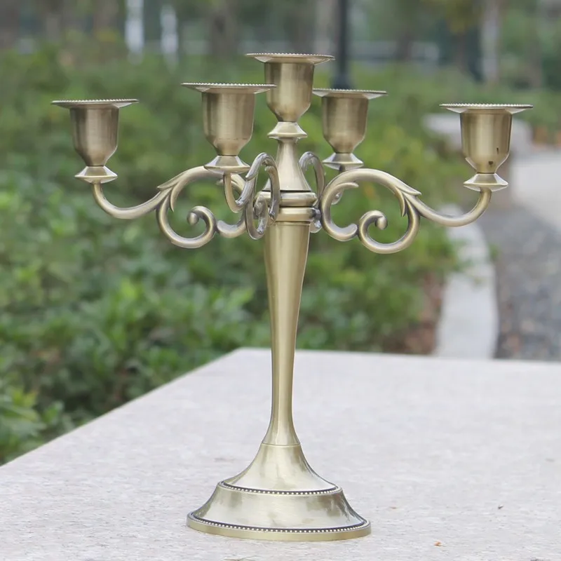 4 Colors Metal Candle Holders 5-Arms Candlestick Tabletop Candle Stand Wedding Decoration Candelabra Home Decor Candelabrum 15
